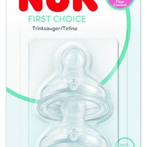 NUK First Choice silikona knupis ar pretkoliku vārstu (6mēn.+) ar kontrolētu plūsmas sistēmu,  2 gab.