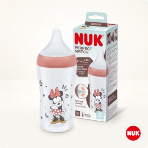 NUK Perfect Match pudele ar silikona M izmēra knupi, 260 ml (Minnija)
