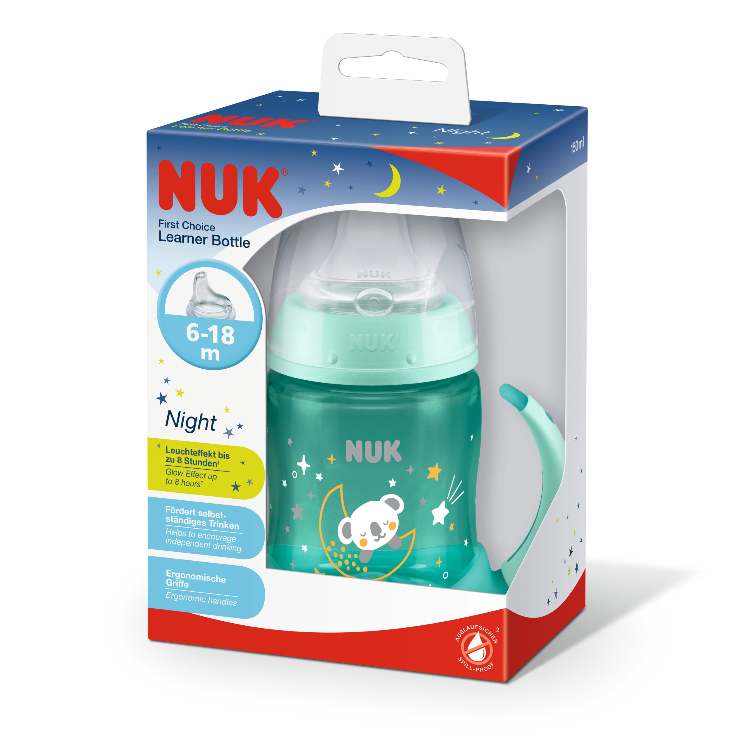 NUK First Choice Mācību pudele NAKTS, 150 ml ar silikona snīpīti, (6-18 mēn.) - Image 3