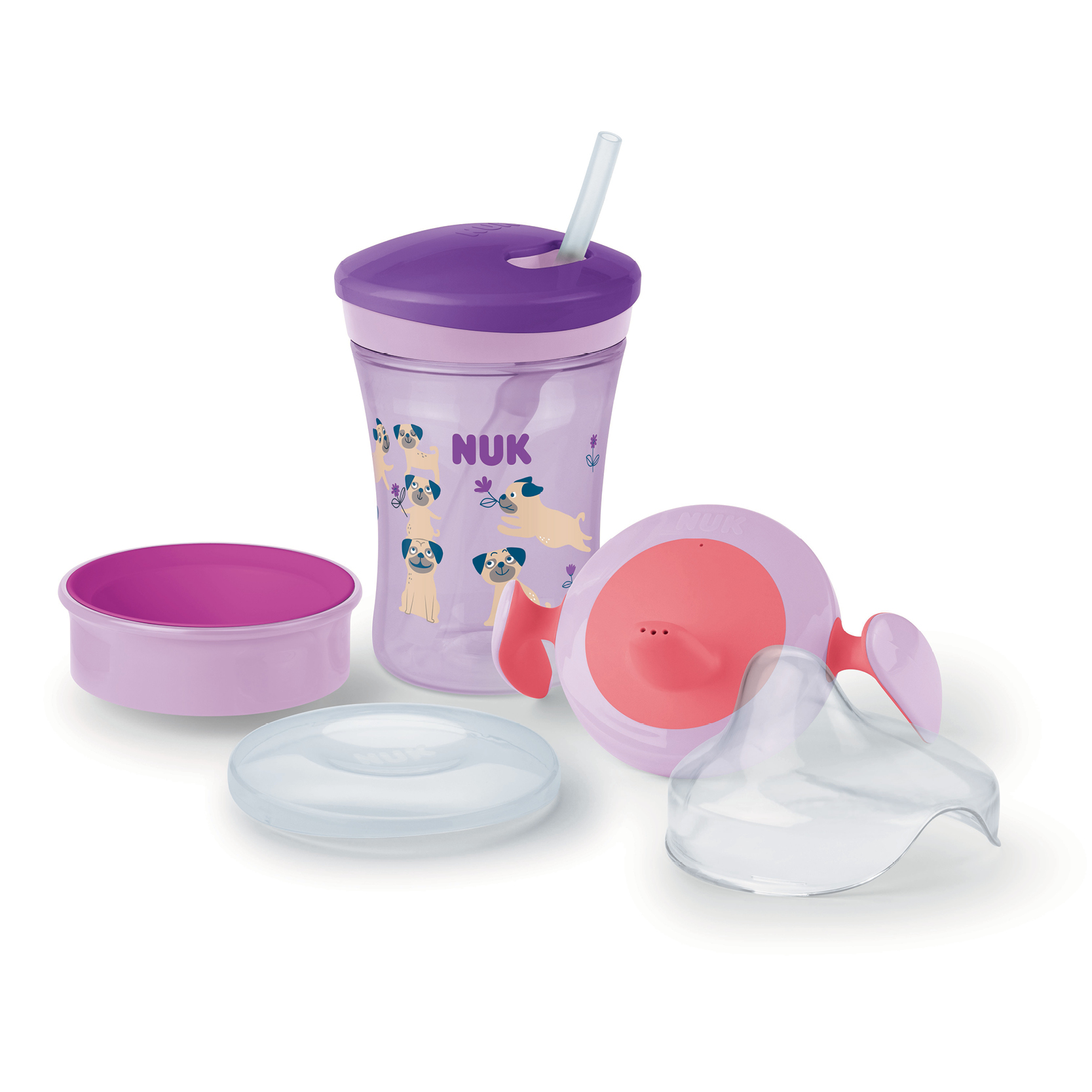 NUK Evolution Mācību krūzīšu komplekts 3 in 1, rozā (6+ mēn.)
