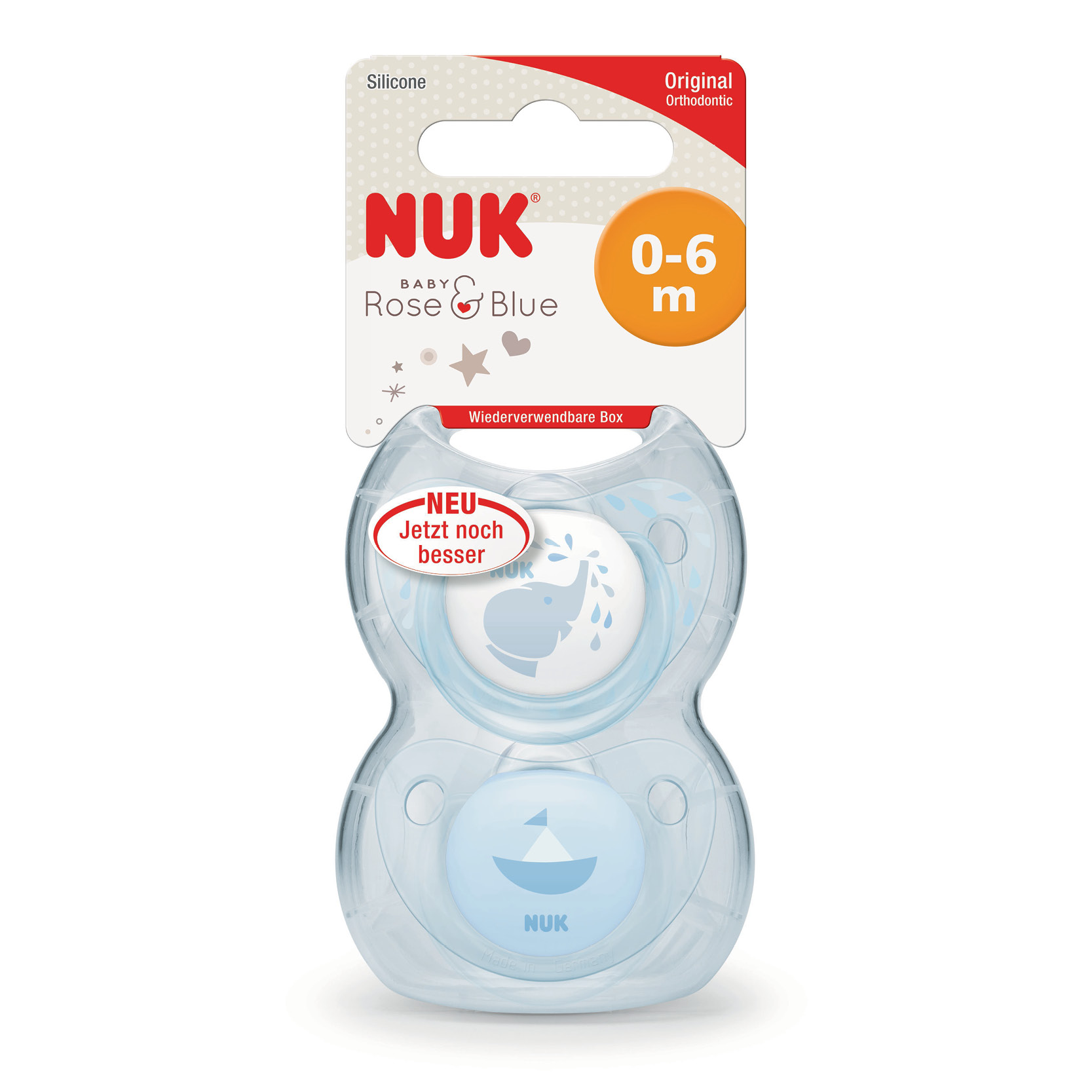 Silikona māneklis NUK BLUE, 0-6 mēn., 2 gab. - Image 2